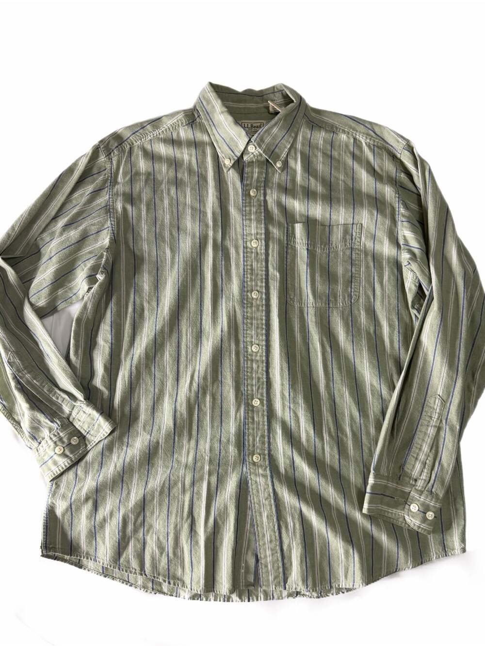 L.L.Bean Men's L-REG Long Sleeve Button Down Striped Shirt